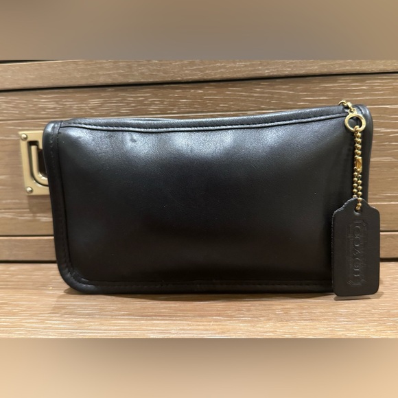 Coach Black Leather Cosmetic Case with Gold Hardware - Picture 1 of 4